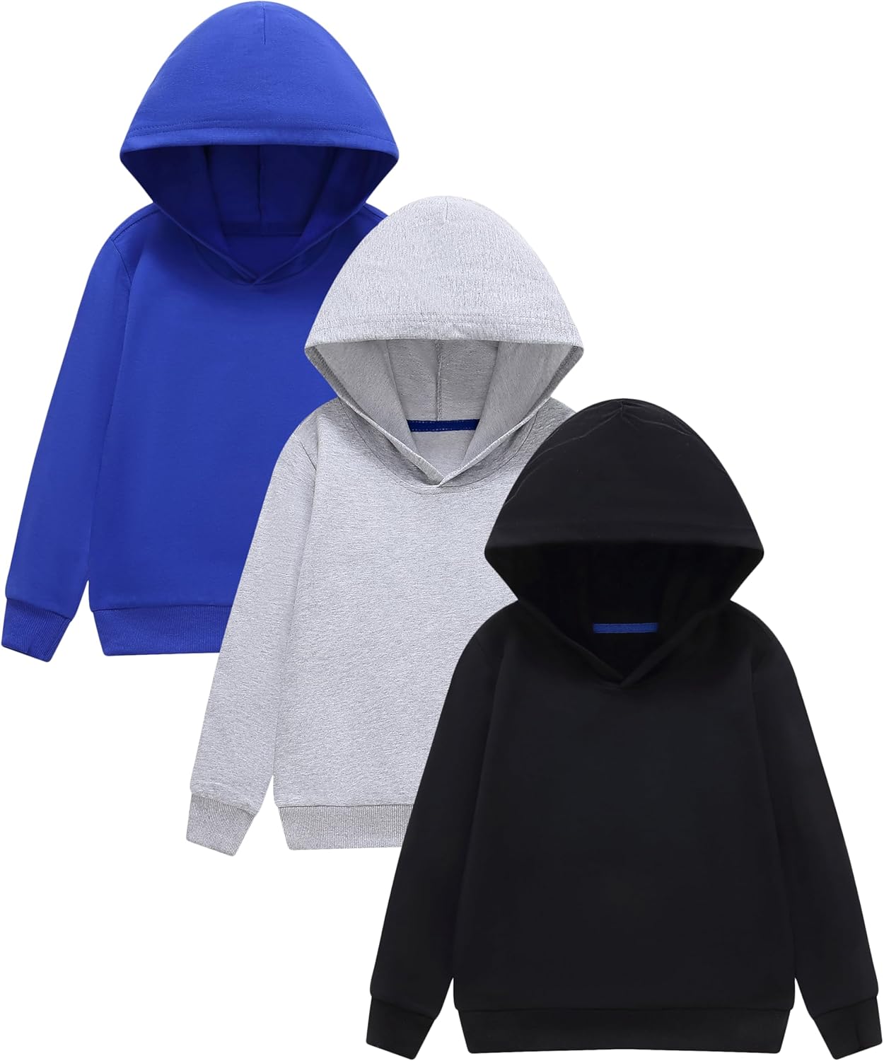 GFQLONG 3 Pack Toddler Lightweight Hoodie Sweatshirt, Kids Boys Girls Sports Long Sleeve Pullover Tops