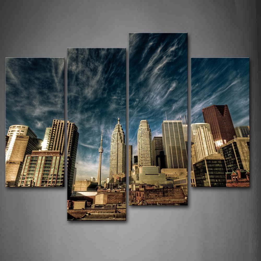 First Wall Art Bright Sky Tall Buildings in City Wall Art