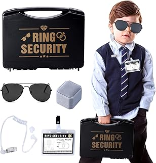 Keymall Ring Bearer Wedding Ring Security Box Include Special Agent ID Card Shades Ring Box For Kids Ring Bearer Proposal Gift (Set A)