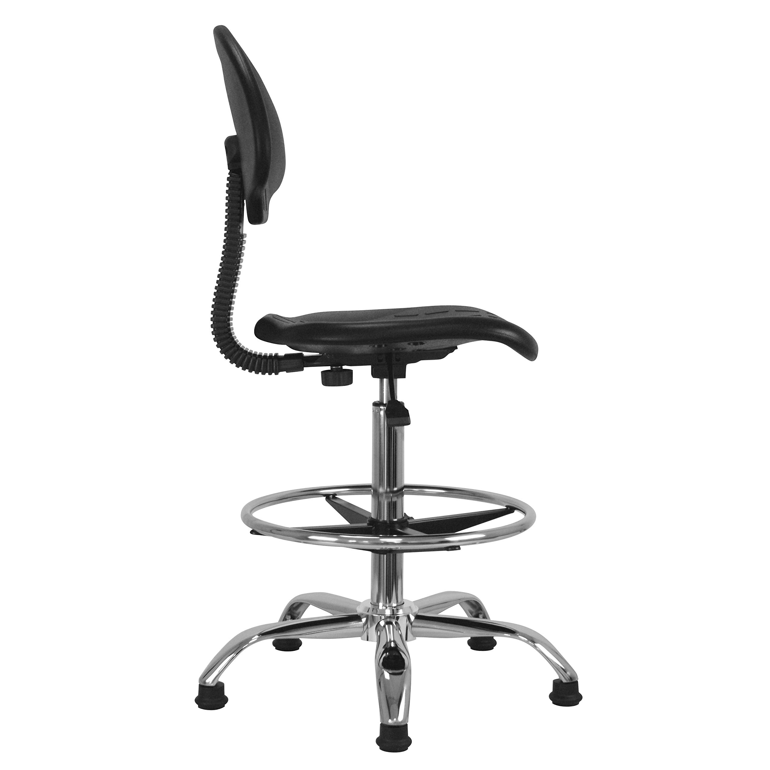 WAYTEX ATIK Asiento Alto de Trabajo Asiento y Respaldo ergonómico, Altura Regulable 57 – 81 cm con reposapiés de Metal Cromado, Giratorio 360 °