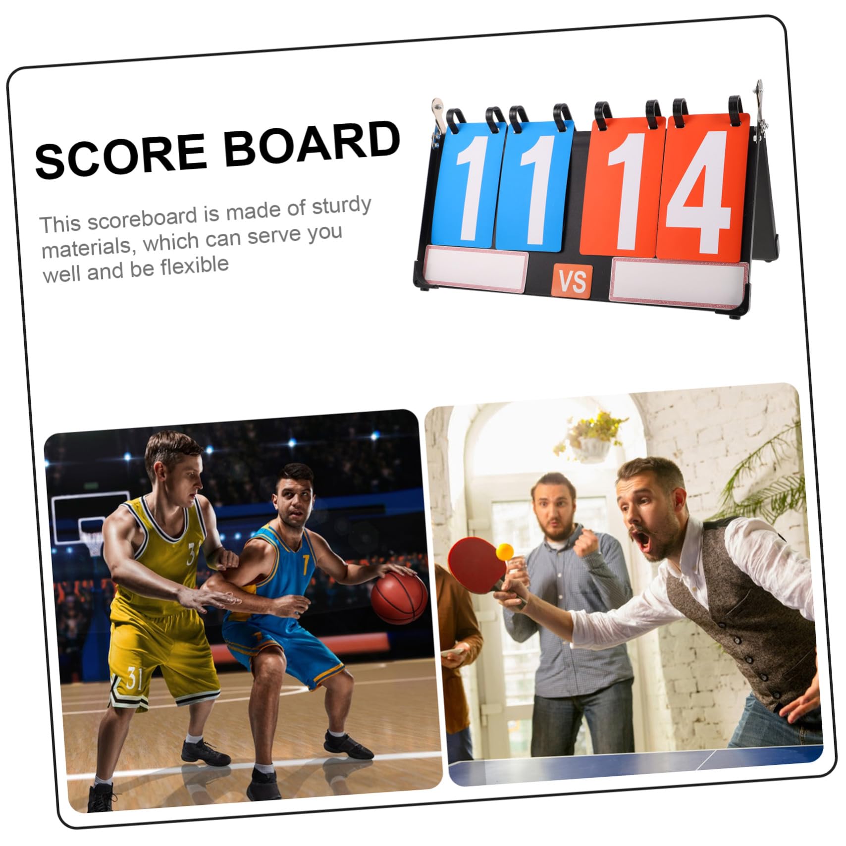 Anneome Multisport Flip Scoreboard Manuale da Tavolo con Numeri Visibili per Pallavolo Snooker Pickleball Calcio e Basket Portatile e Facile da Usare