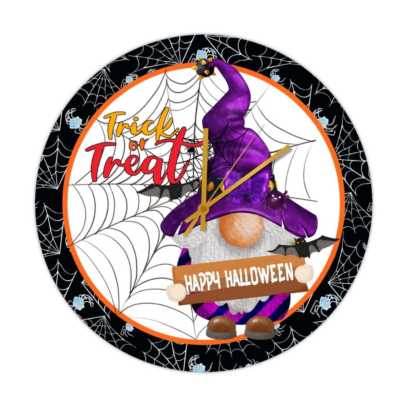 Horloge murale ronde bois Halloween décoration maison rustique