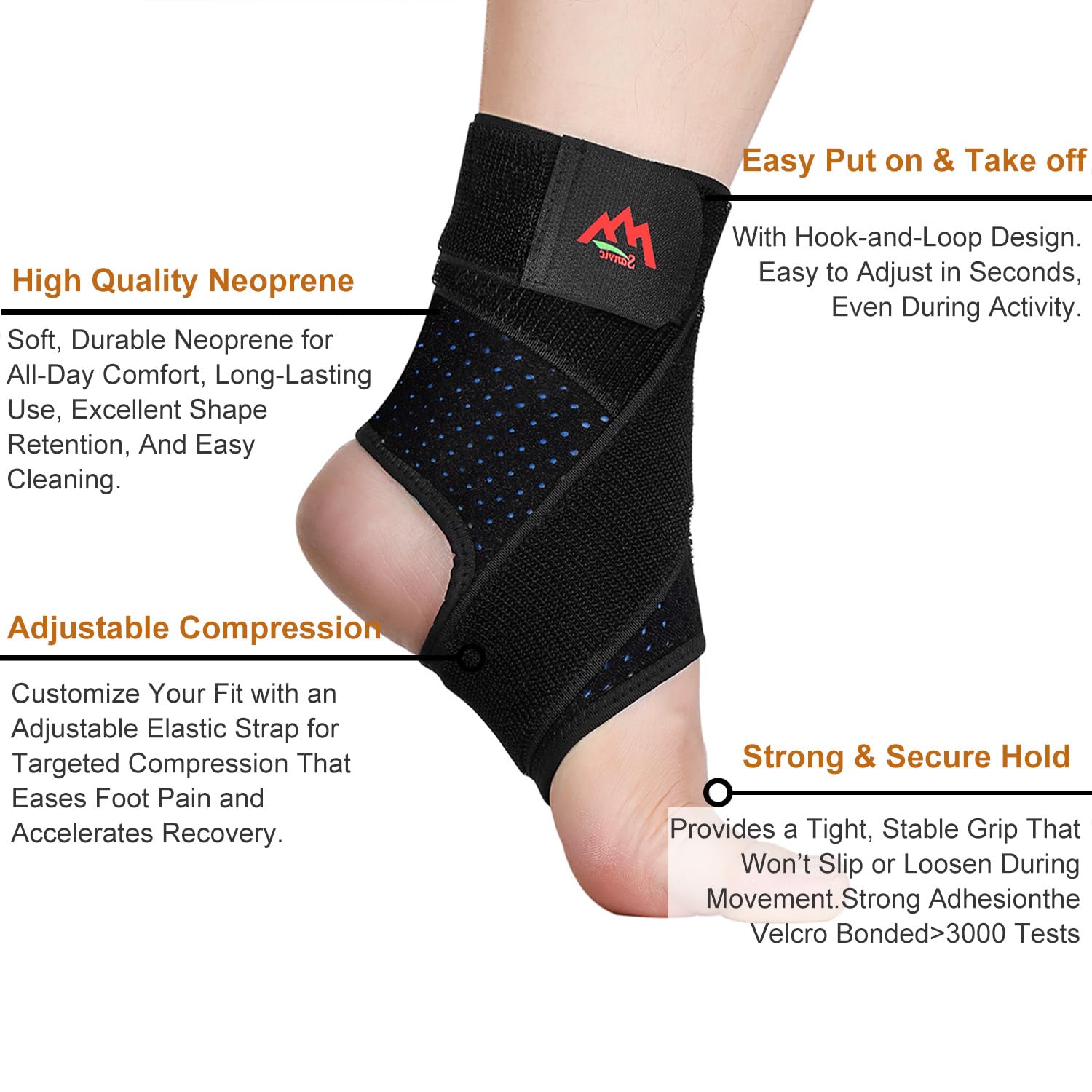 Tobillera, 2 unidades, transpirable y ajustable, soporte de tobillo para hombres y mujeres, fuerte compresión para tobillos esguincados, fascitis plantar, deportes.