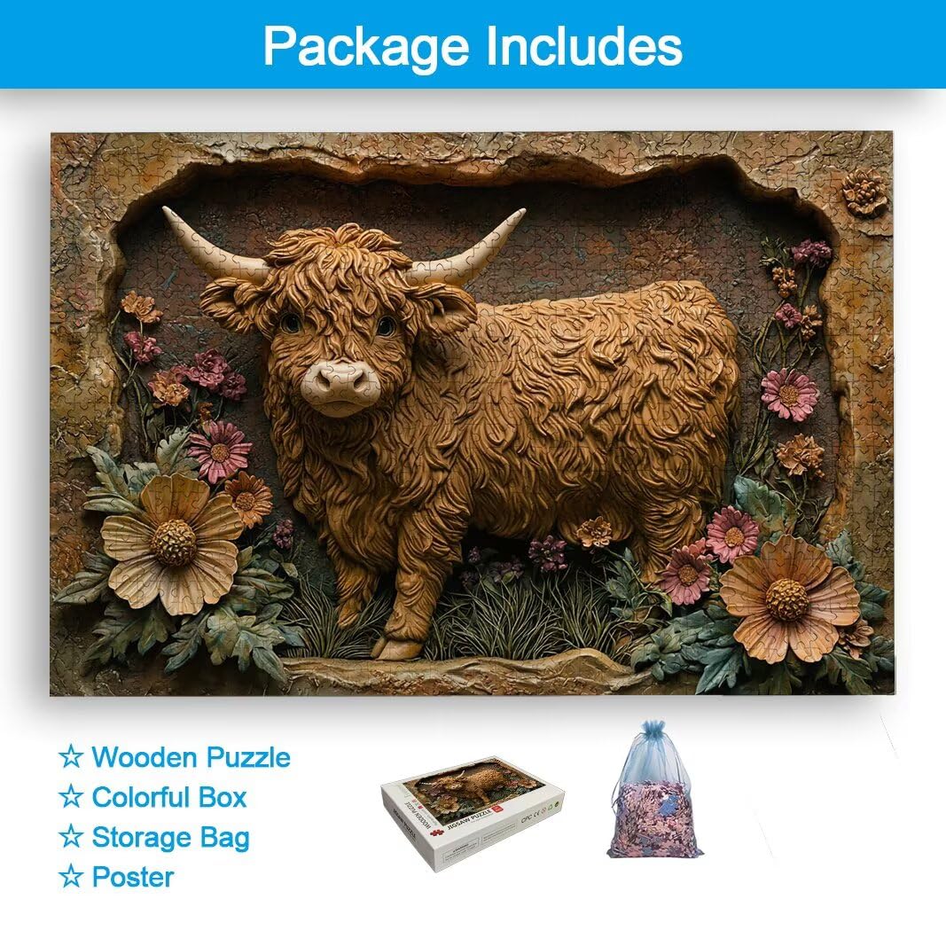 Puzzle 5000 Piezas, Puzzle Highland Cow de Madera para Adultos, Decor -2650