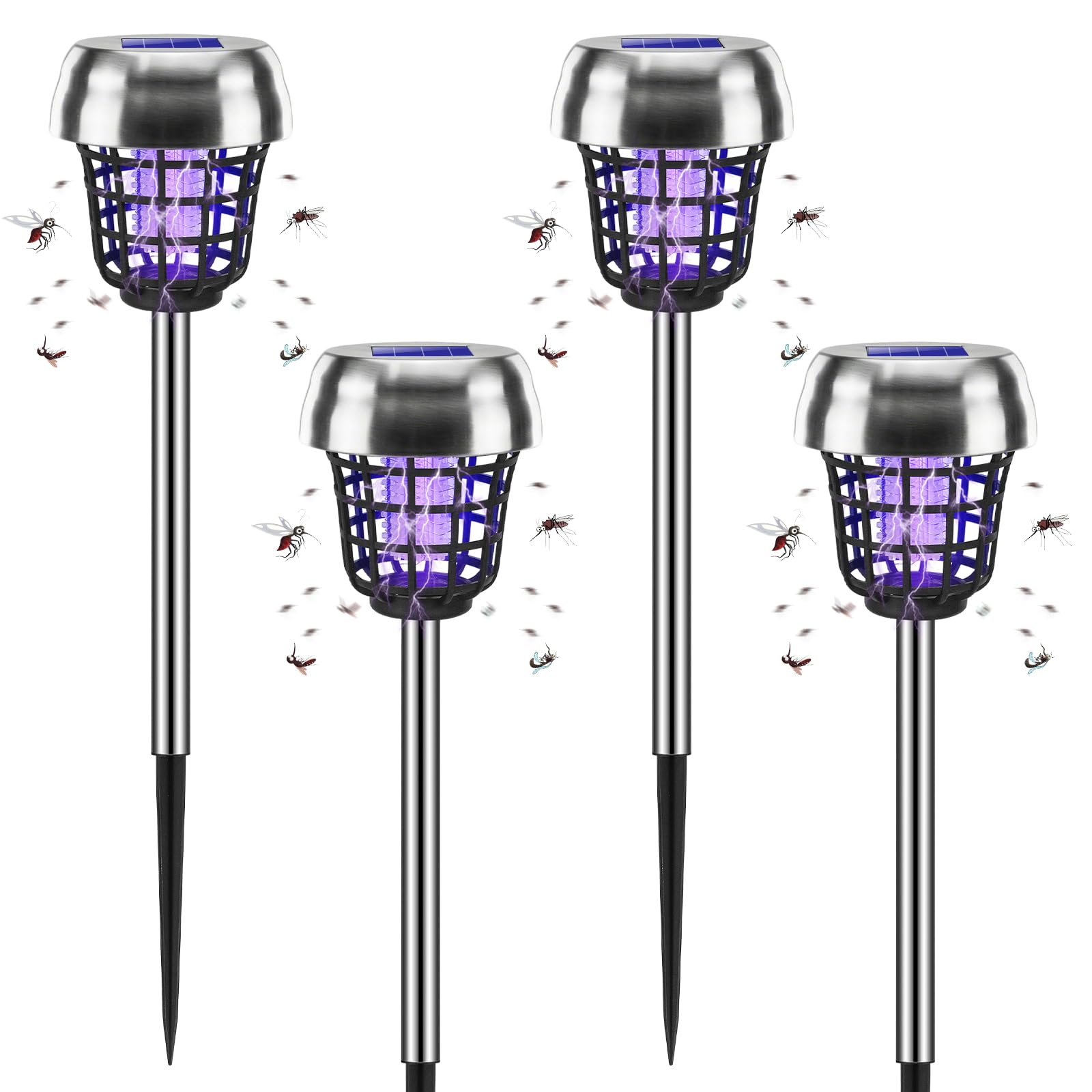 Photo 1 of ***Only 2*** 2026 Solar Bug Zapper Outdoor Waterproof Mosquito Repellent Outdoor Patio Mosquito Trap & Killer for Backyard, Farm, Garden, Solar Powered Fly Zapper for Small Flying Insect, Flies, Moths, Gnats(4)