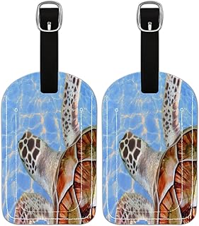 Etiqueta de bagagem PU Leahter para malas, bolsa de viagem de proteção de privacidade etiqueta etiqueta de mala de tartaruga marinha oceano, etiqueta de bagagem de viagem etiqueta de identificação para mulheres homens