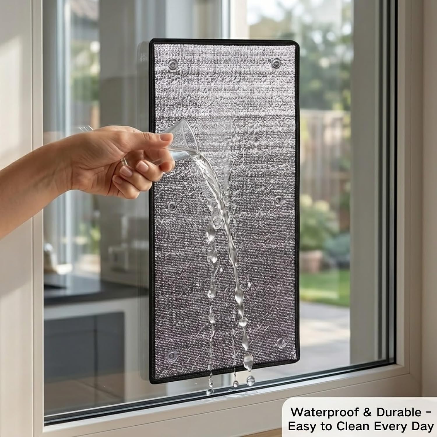 Reflective Window Film & Window Insulation for Summer Heat, RV Window Cover Blackout Shade, House Window Tint Heat Blocker for Camper, Garage Door & Skylight(59x63in)