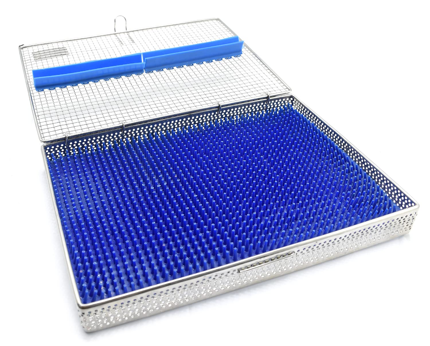 DN-2373 Instrumentententablett, perforierte Kassette, Sterilisationstablett, Deckel mit Silikonmatte, Silikonmatten für Sterilisation, Tablett, Box, Zahninstrumente, 27,9 x 20,3 x 3,3 cm