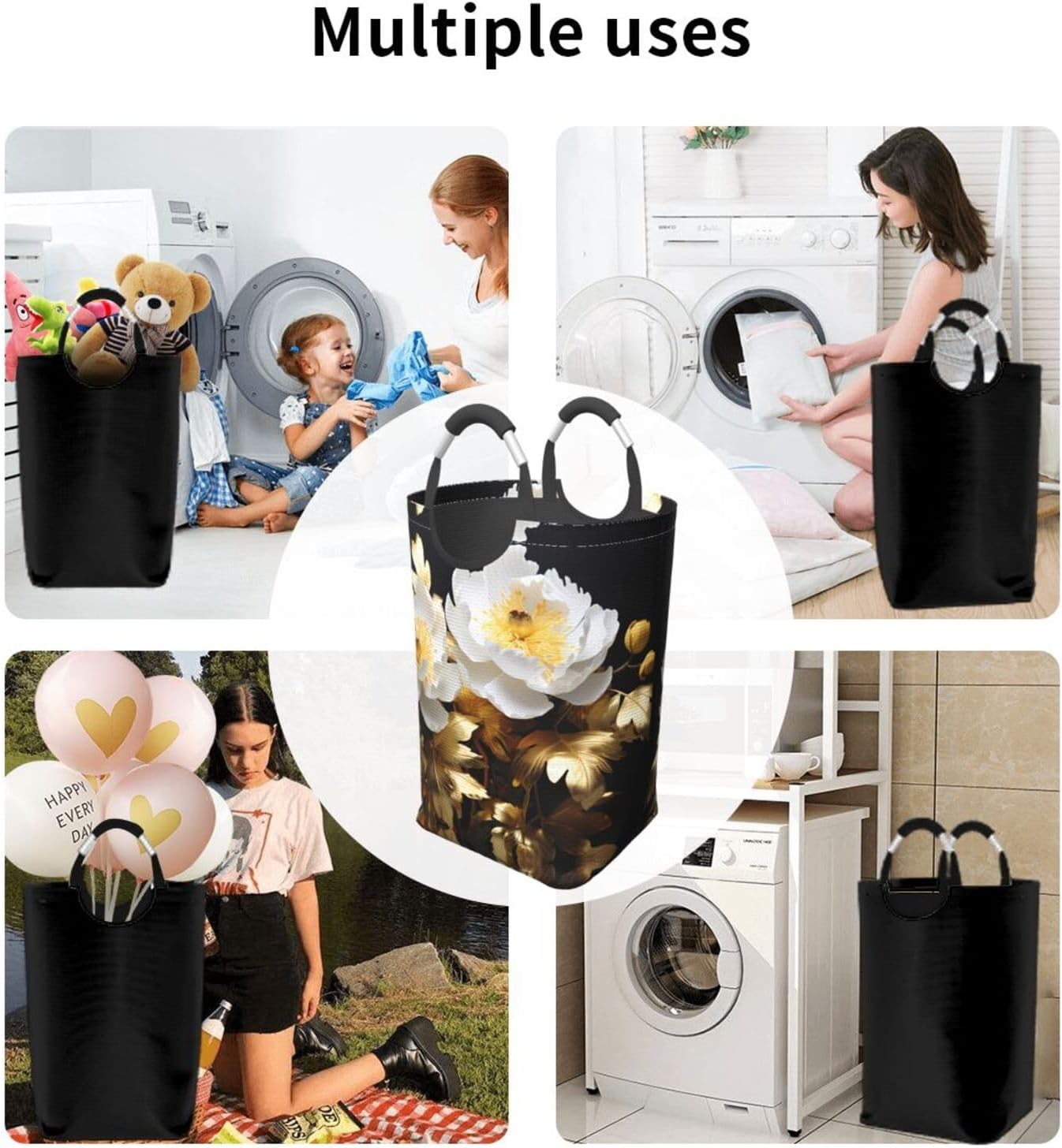 goldenrod Square storage bag 50L, suitable for multiple scenes, foldable dirty clothes storage basket.