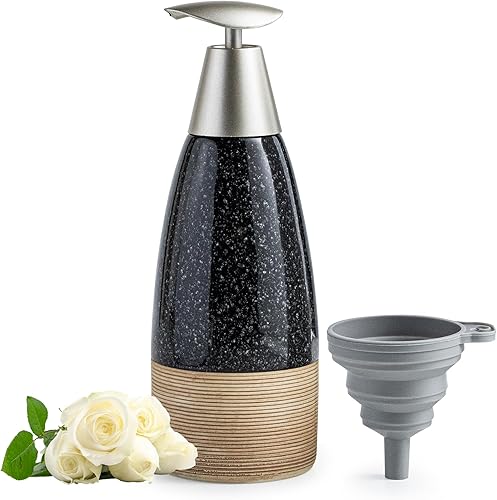 Dispensador de jabón de cerámica con bomba de plástico y bomba de acero inoxidable para jabón de manos, champú, loción, acondicionador, botella de