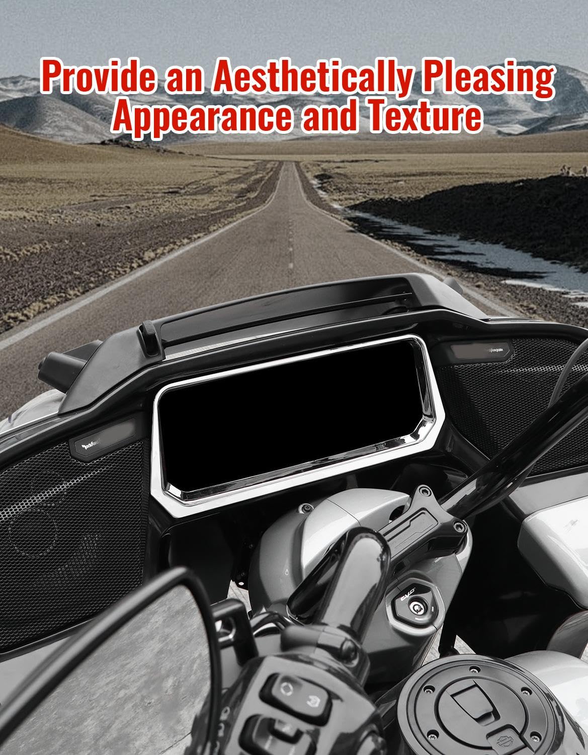 Dashboard Cover Kit Inner Fairing Trim for Harley Road Glide 2024-2026 | Chrome Color,Plastic, Self-Adhesive