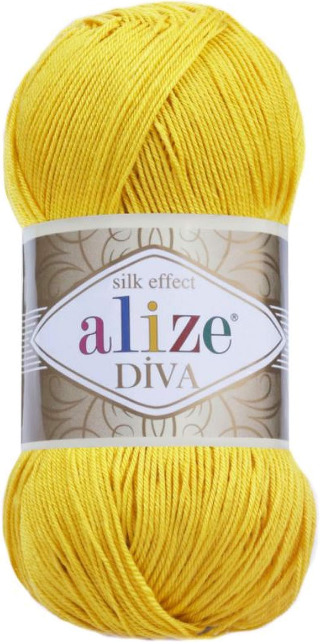 Diva Silk Effect 100% Microfiber Acrylic Yarn 1 Ball skeins 100gr 383yds Color (110 - Yellow)