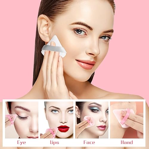 Miniatura 7 de 15 piezas triangulares en polvo para cara de soplado de maquillaje suave de terciopelo para polvo suelto, base de polvo corporal, esponja de