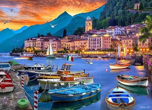 Vermont Christmas Company Lake Como Harbor - Rompecabezas de 1000 piezas