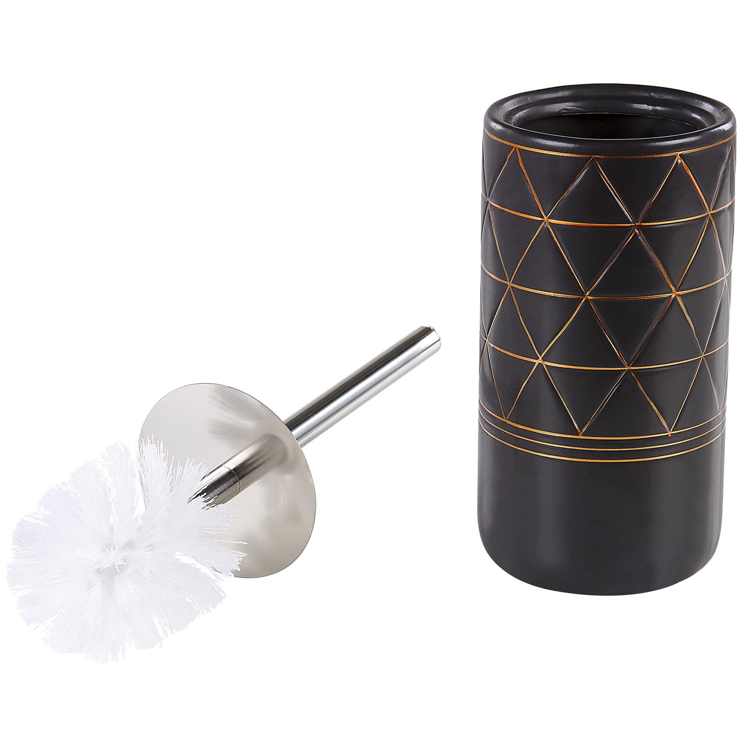 Elegantes Badezimmer-Zubehör 5-teilig aus Keramik in Schwarz/Gold Lanco