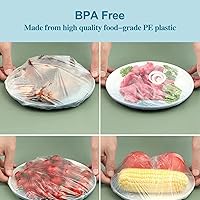 Vista 5 de 200 fundas elásticas reutilizables para tazones, cubiertas de plástico para alimentos con bordes elásticos, tapas herméticas y elásticas