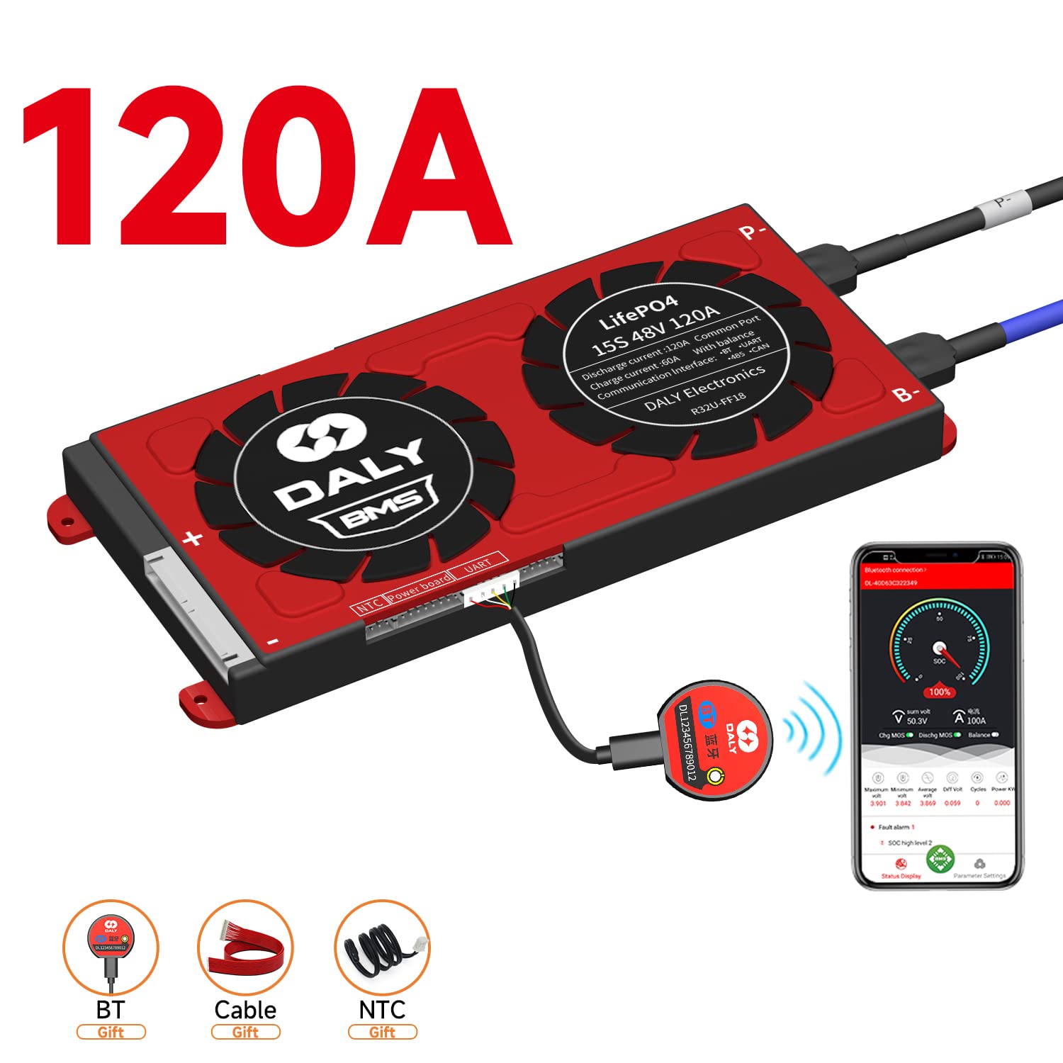 Amazon.com: DALY BMS Programmable Smart BMS 48V LiFePO4 120A 15S