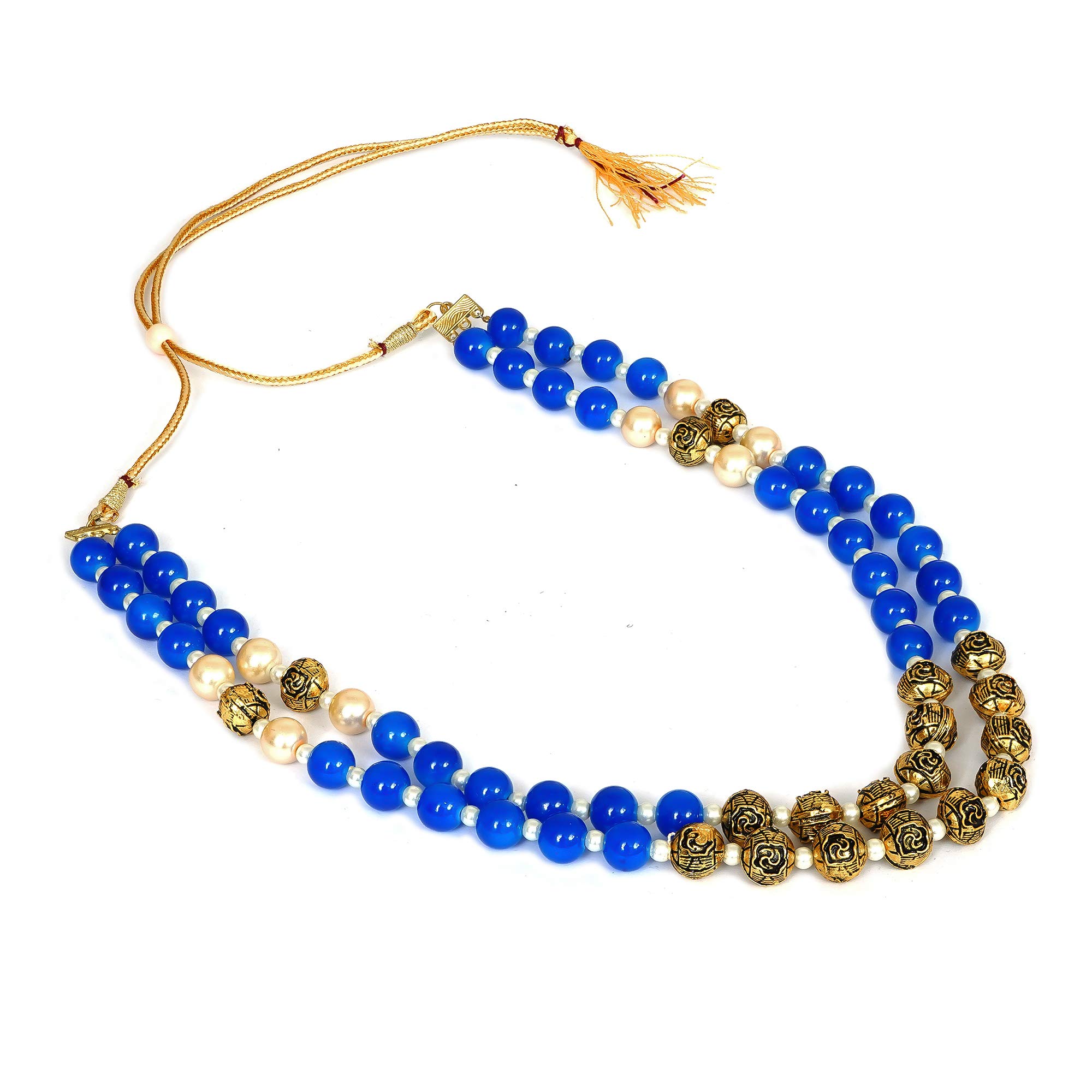 AHOORA Ethnic 2 Layared Dark Blue Glass Beads Fancy Casual Wear Necklace for Women (B08S6ZJVSJ) Amazon Price History, Amazon Price Tracker