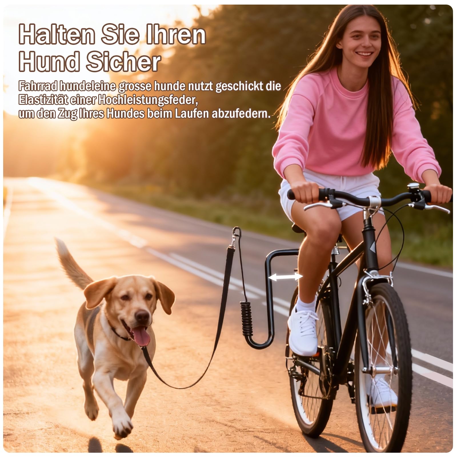 Laisse Velo Main Libre Chien, Attache Exercice pour Animaux de Compagnie pour Promener, Courir, Faire du Sport
