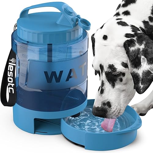 lesotc Botella de agua para perros, dispensador de agua para perros de 77 onzas para camping, parque, senderismo, dispensador portátil de agua para