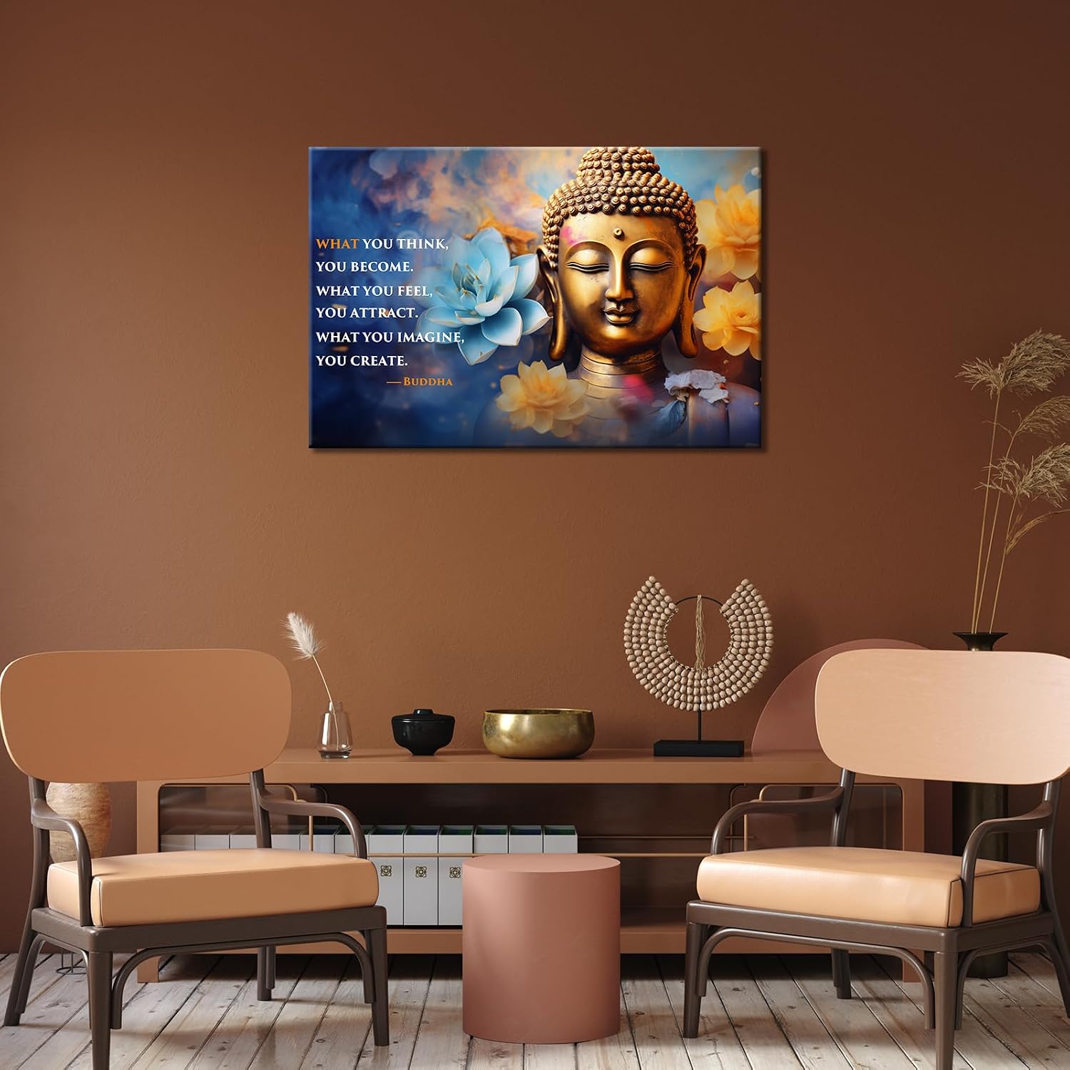 GLOKAKA Inspirational Buddha Quotes Wall Art Buddha Zen Wall Decor Motivational Buddha Lotus Picture Canvas Print Painting Zen Meditation Spiritual Gifts for Bedroom Yoga Room