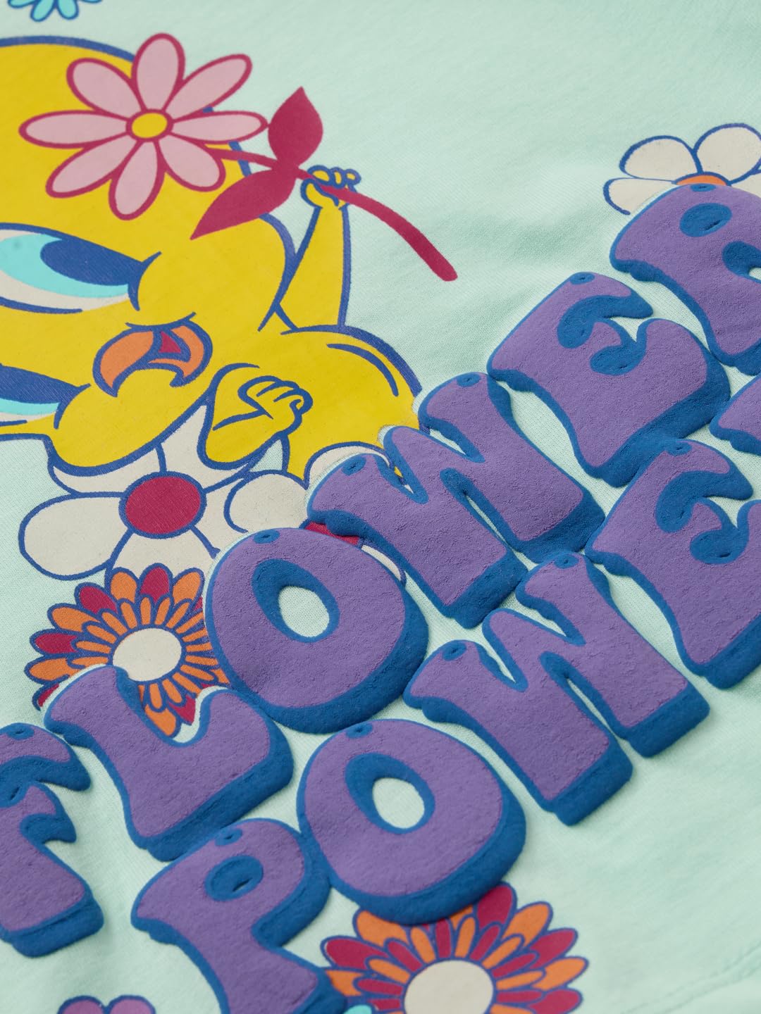 The Souled Store Looney Tunes Flower Power - Camiseta de manga larga para niña, cuello redondo, estampado gráfico, algodón, manga de 2 a 8 años
