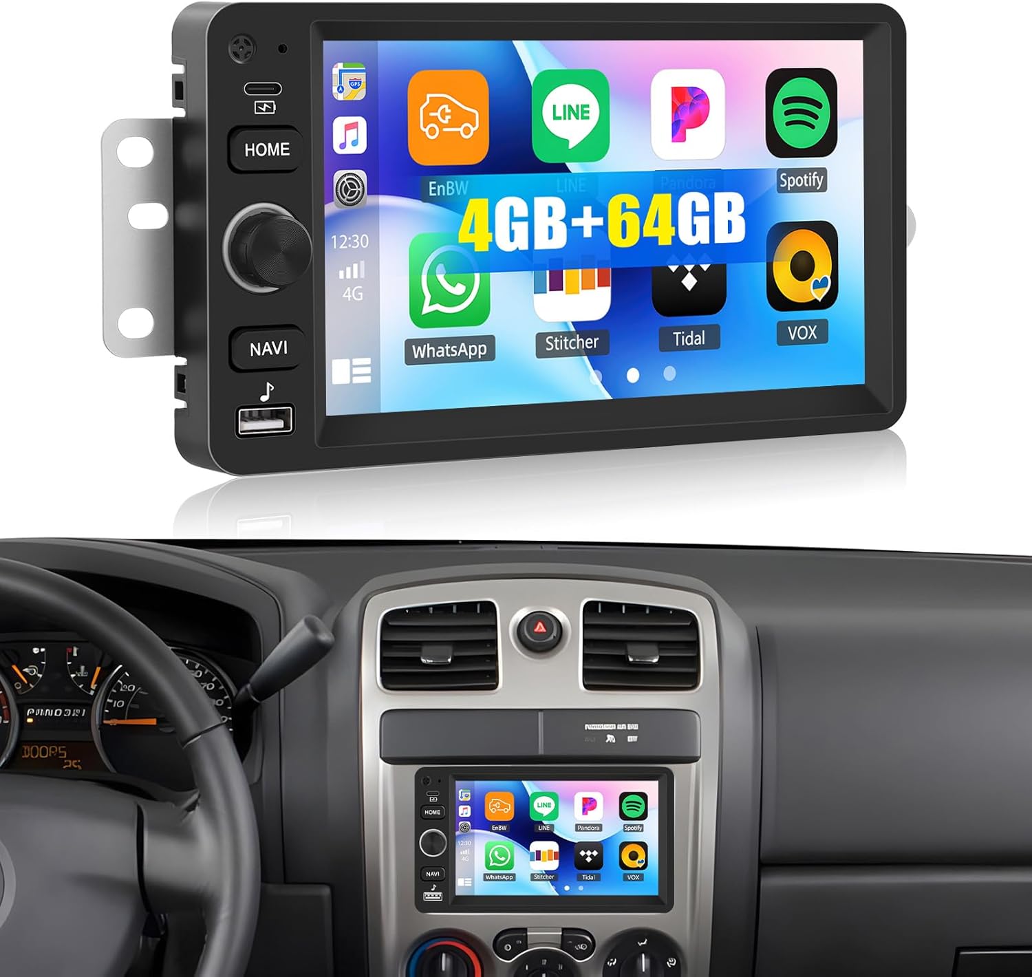4G+64G Car Radio for Chevrolet Chevy Silverado 2003-2006,Colorado 2004-2012,GMC Siera Yukon 2003-2006,Canyon 2004-2012 with Wireless Carplay Android Auto,WiFi/GPS Bluetooth FM RDS Backup Camrea