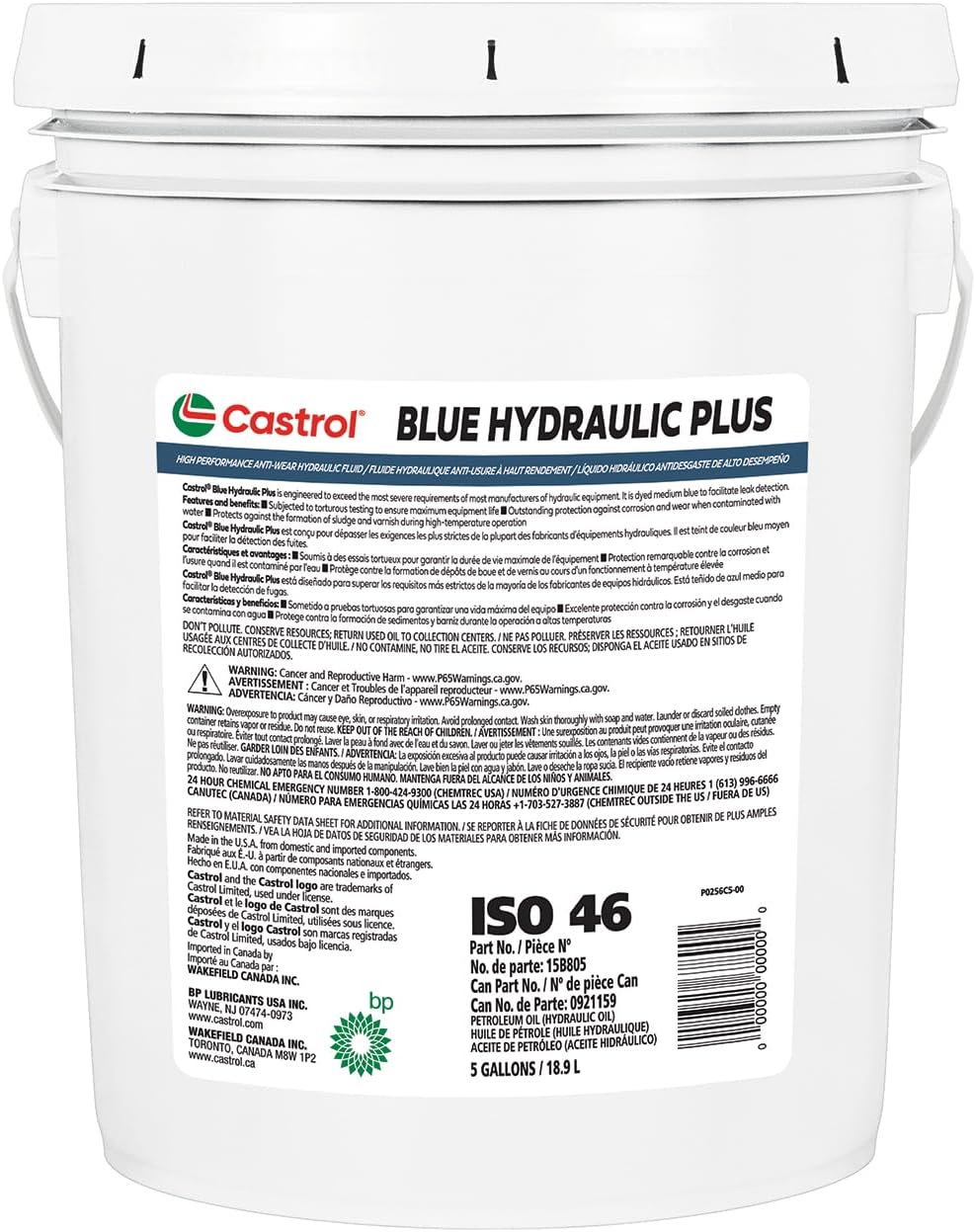 Castrol Blue 'Hydraulic Plus 46' Hydraulic Fluid - 5 Gallon