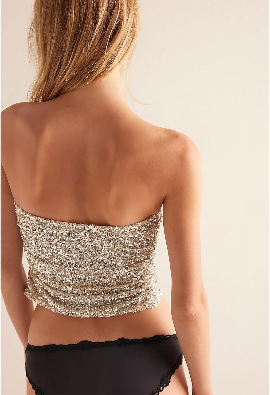 Sequin Tube Tops for Women Sexy Sleeveless Sparkly Strapless Disco Crop Top Shiny Glitter Bandeau Party Shirt - Image 5