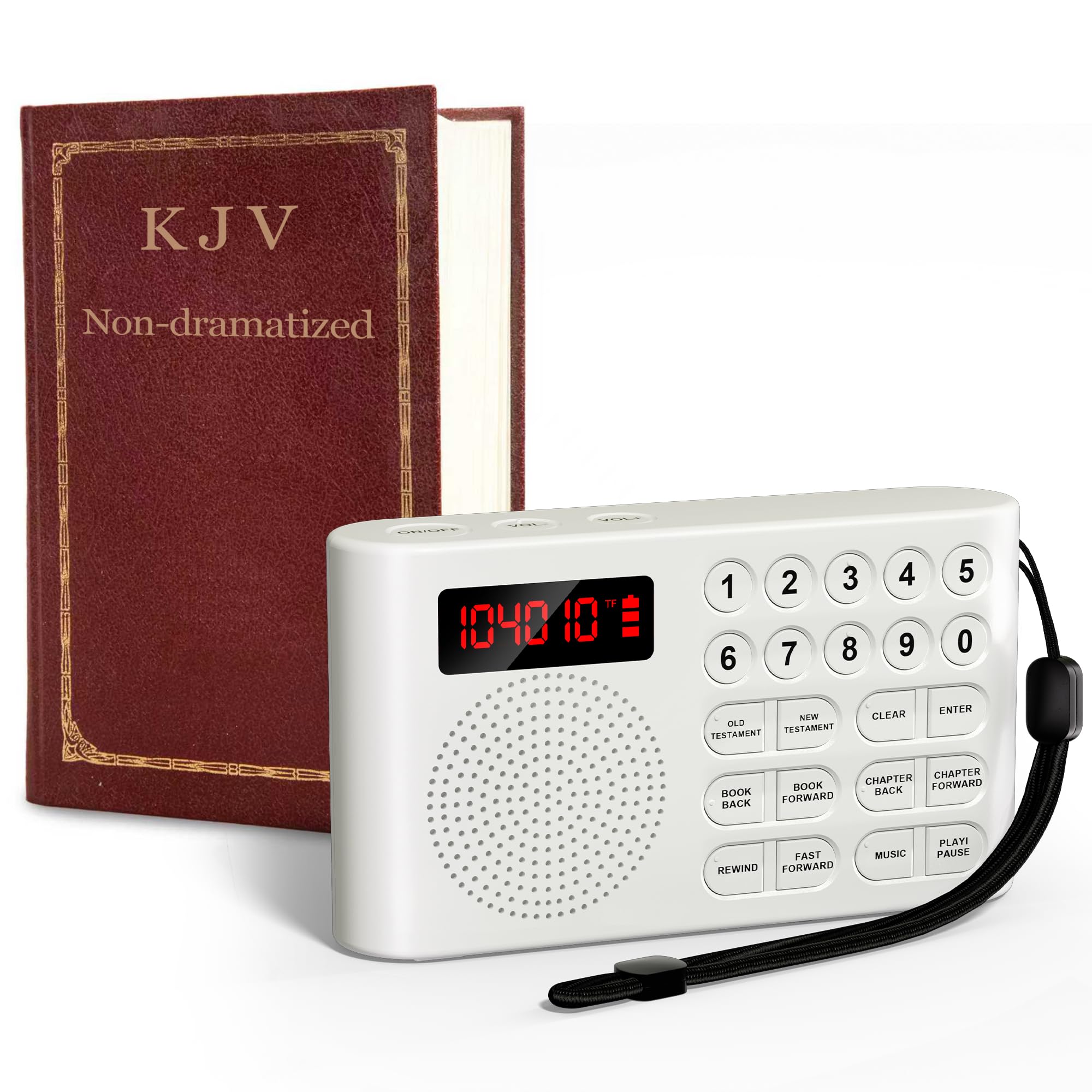 Big Buttons KJV - Lettore biblico per anziani e ipovedenti, colore: bianco