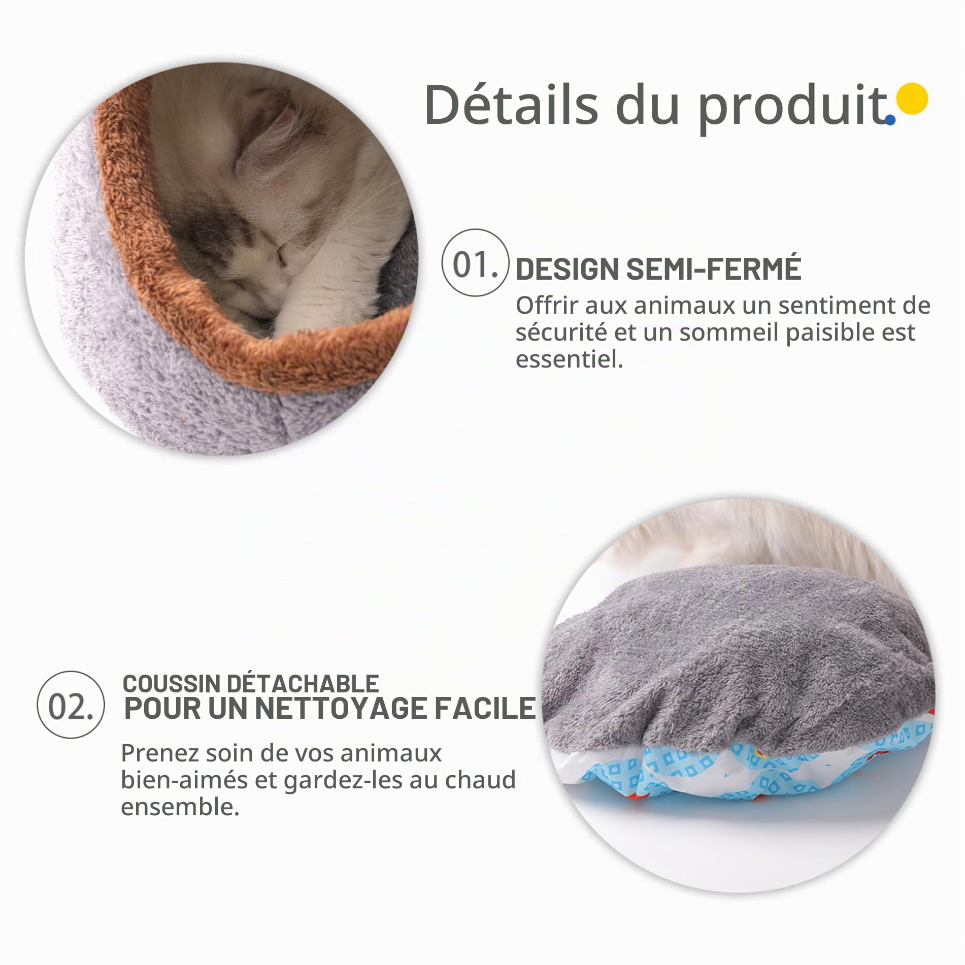 Lit de Chat, Grotte de lit de Chat, Lits de Chats pour Chats intérieurs, Grotte de Chat, Chat Igloo, Maison de Chat, lit de Chaton