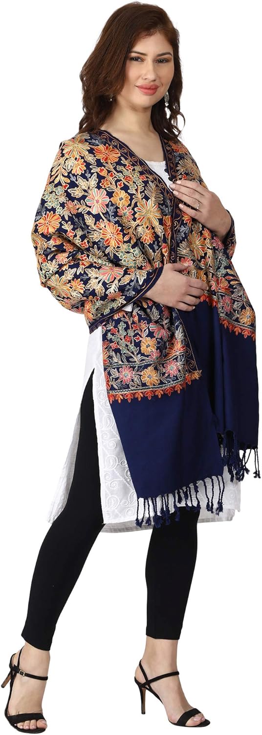 Women's Stole (S368 Royal Blue_Royal Blue_27x80 Inches) - Image 5