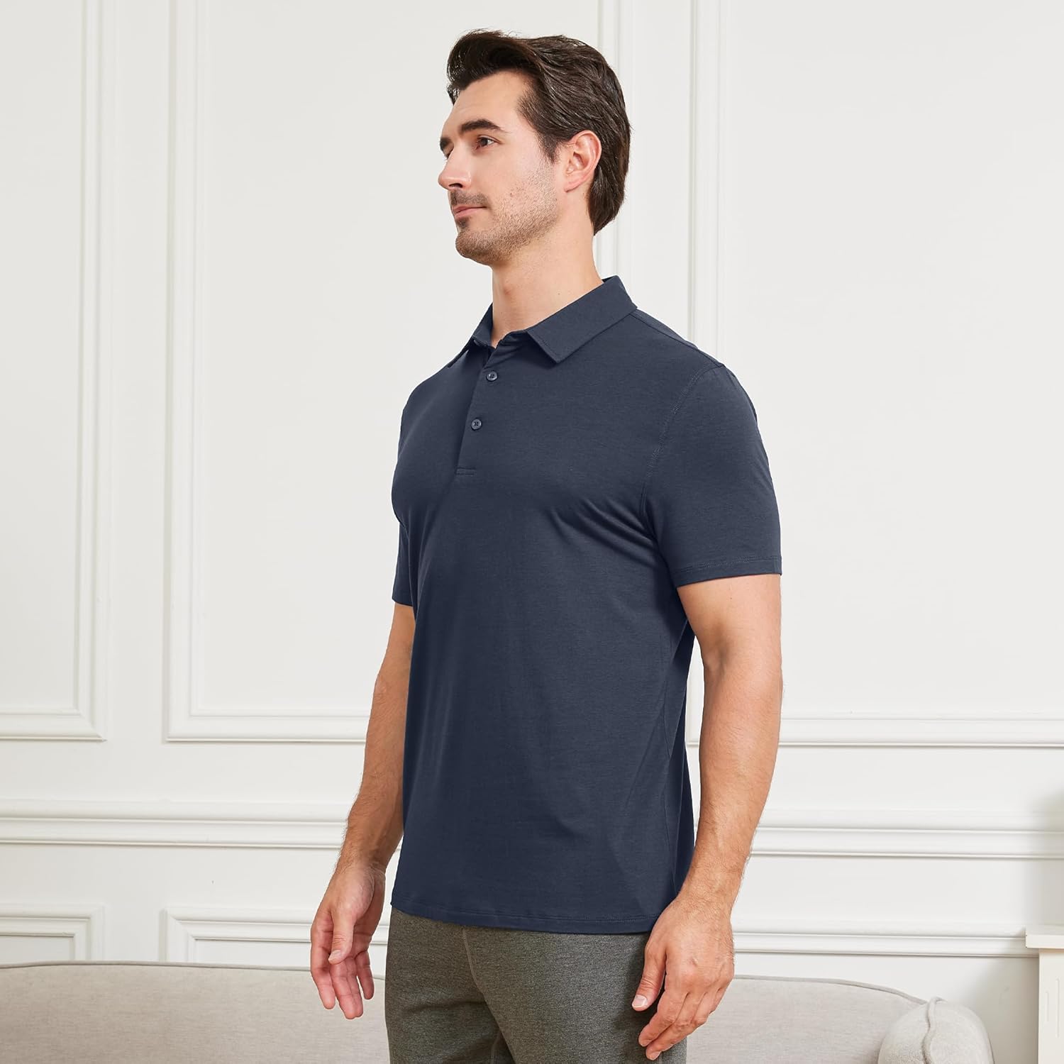 netdraw Mens Ultra Soft Bamboo Viscose Polo Lightweight Cooling Short Sleeve Casual Collared Golf Shirt