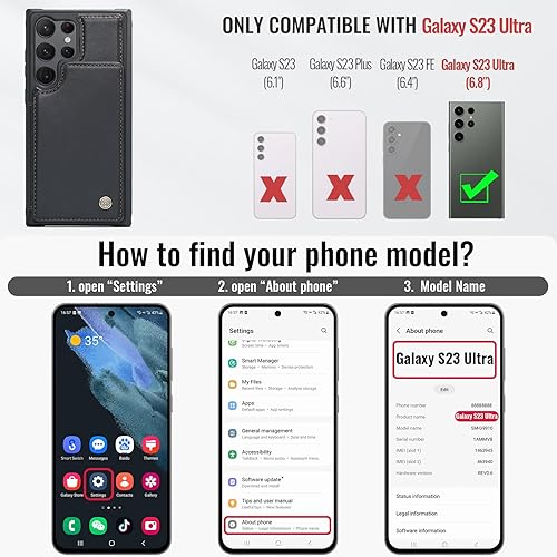 Miniatura 6 de Vinich for Samsung Galaxy S23 Ultra Wallet Case with Card Holder, RFID Blocking Credit Slots Kickstand Shockproof Phone Cover Fit for Galaxy S23