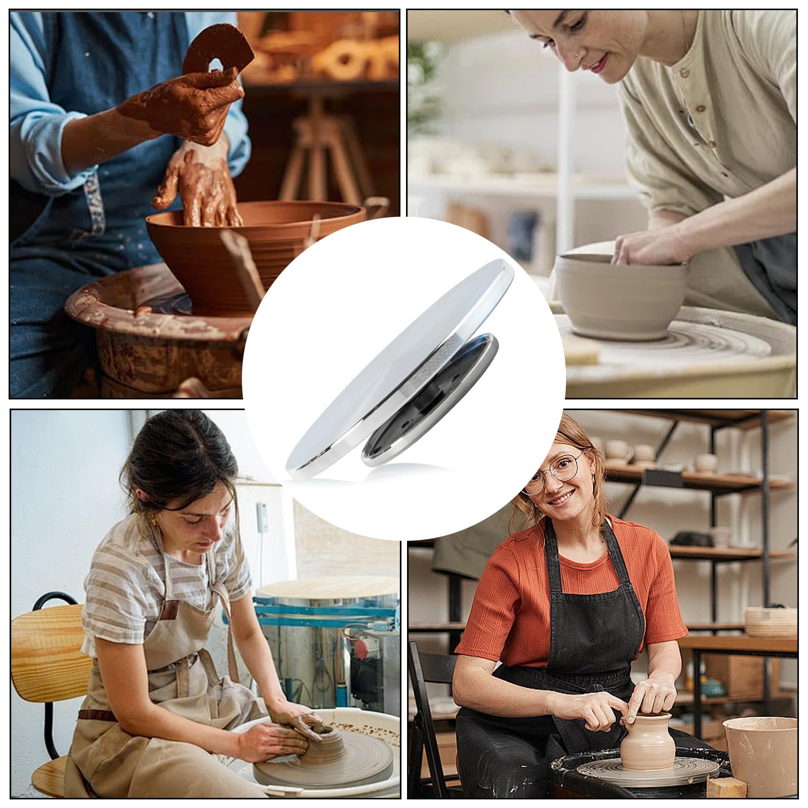 Torno de Alfarero, Plato Giratorio de Aluminio de 25 cm para Alfarería Y Modelado En Arcilla, Plato Giratorio Cerámico de Doble Cara, Giratorio 360°, para Cerámica Y Figuras de Arcilla