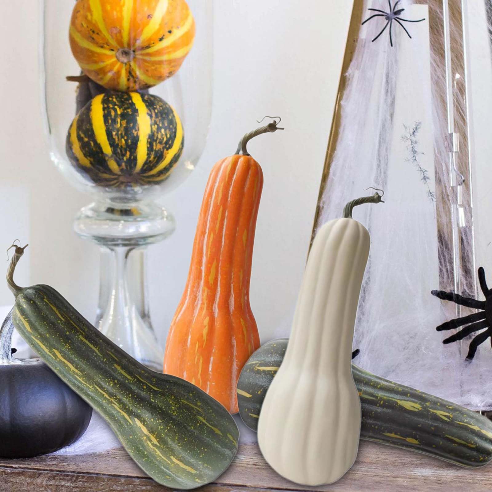 Zucche Artificiali Realistiche zucche Lunghe finte in Schiuma per l ' Esposizione cestini Puntelli fotografici Decorazioni per Ringraziamento Zucca Artificiale