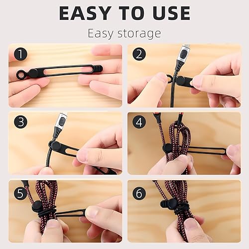 Miniatura 6 de Organizador de cables de datos, organizador de bridas de cables de silicona elástica, organizador reutilizable para agrupar y fijar auriculares,