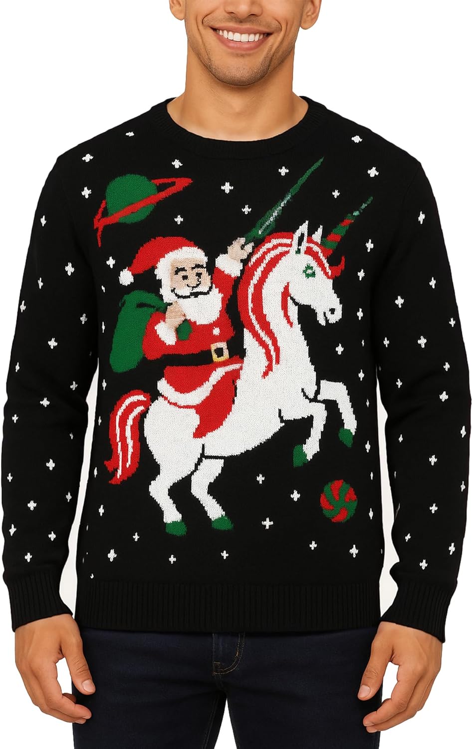 Hiseewuun Unisex Adult Christmas Sweater Holiday Xams Ugly Knit Pullover