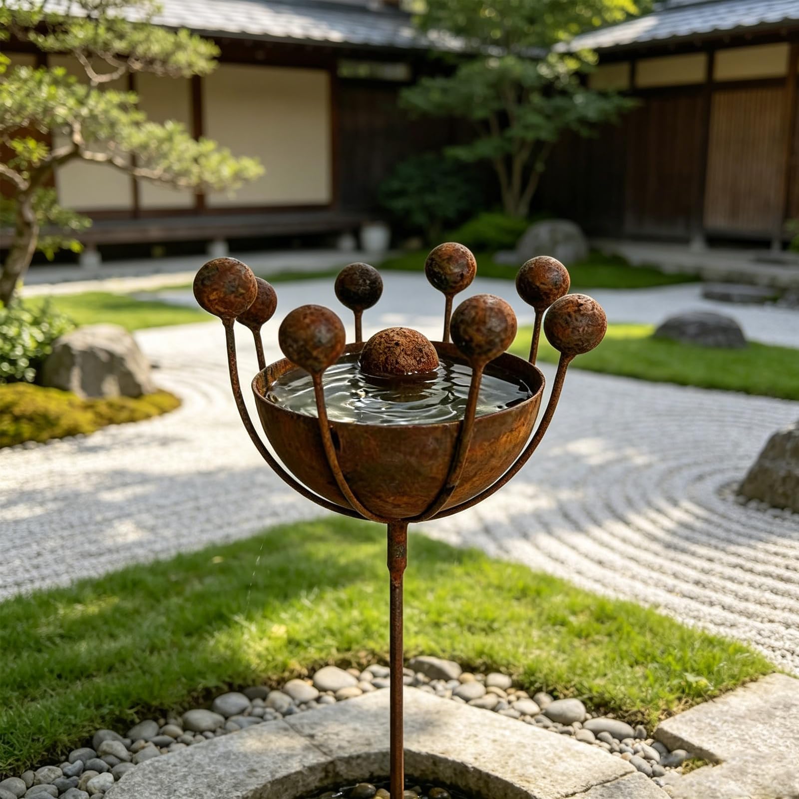 Generisch Mangiatoia decorativa da appendere per uccelli, resistente alle intemperie, con 8 scomparti su punte in metallo, per giardino, balcone e esterni, con grande capacità