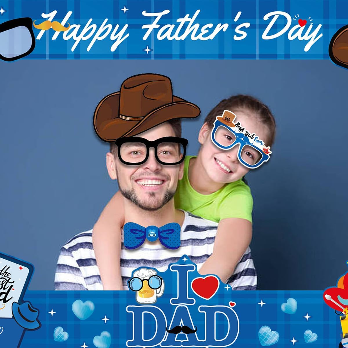34 Pcs Father's Day Photo Booth Props Happy Father's Day Selfie Photobooth Props Love Dad Birthday Party Accessory for Best Dad Birthday Party Photography Backdrop Decoration Supplies image 3