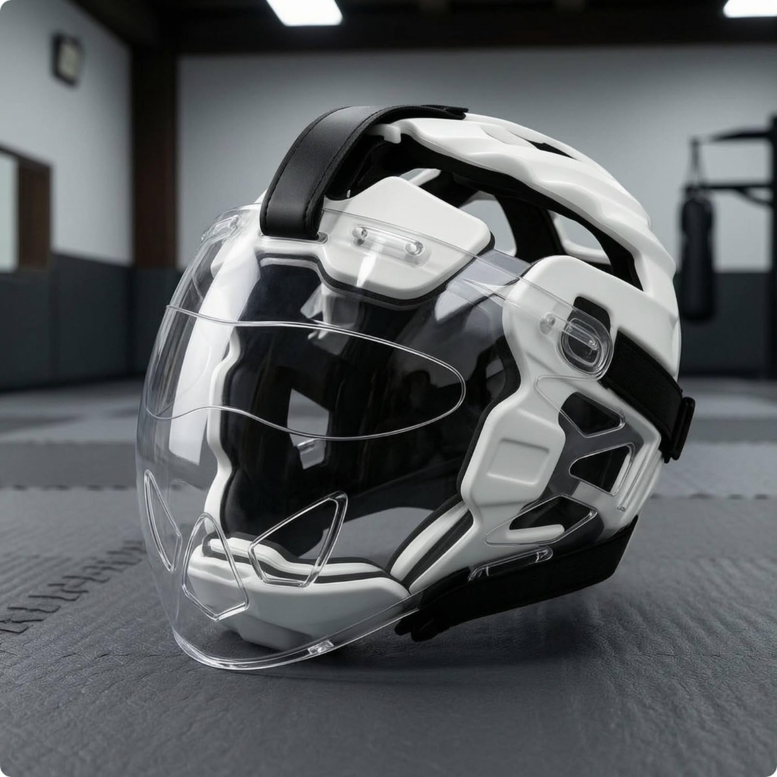 Casco da Combattimento Casco Protettivo con Visiera Casco da Allenamento Casco per Arti Marziali con Visiera Integrale Trasparente Antiurto con