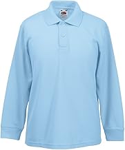 Fruit of the Loom - Kinder Langarm Poloshirt 164,Sky Blue