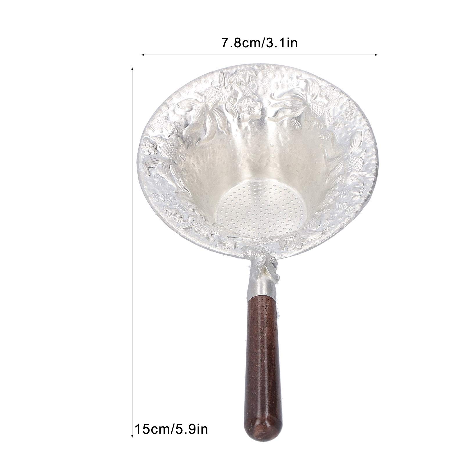 SIXRUN Colador de té, Filtro de té de Hojalata con de Sándalo Negro, Colador de Hojas Sueltas de Malla Fina, Filtro de Preparación de Reutilizable de 15 X 7,8 Cm para Uso Doméstico en la Ceremonia