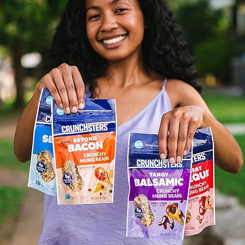 Miniatura 8 de Crunchsters Frijoles mungos germinados, proteína a base de plantas, superbocadillo y aderezo para ensalada, sin gluten, sin nueces, vegano, 0.18