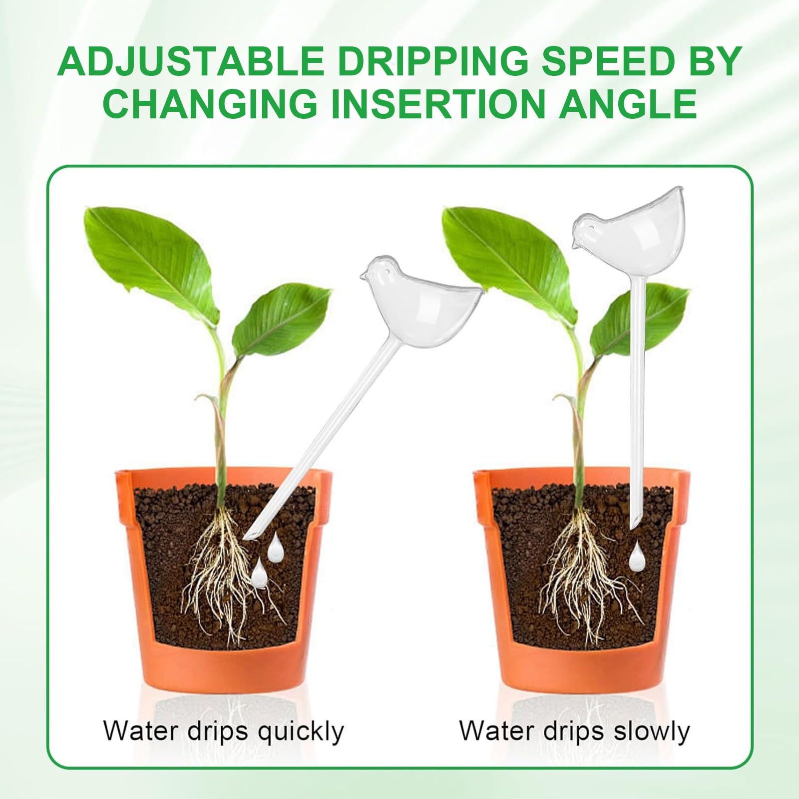Lot de 8 Goutteurs d'eau pour Plantes, Arroseur pour plantes en forme d'oiseau transparent, Globes d'arrosage automatique en plastique, Ampoules à arrosage automatique pour jardin intérieur extérieur