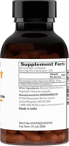 Miniatura 2 de PQQ 40 miligramos - Suplemento PQQ, pirroloquinolina quinona, 120 cápsulas con Omega 3