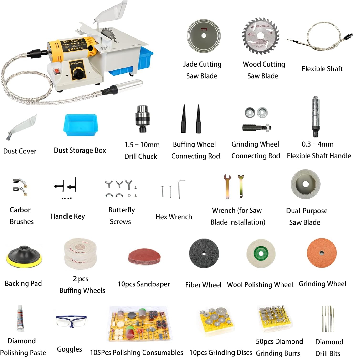 Lapidary Saw for Jewelry and Rock, 750W Mini Lapidary Equipment with Jade Carving Kit, 110V Rock Cutting Machine for Gemstone Agate and Jewelry Polishing
