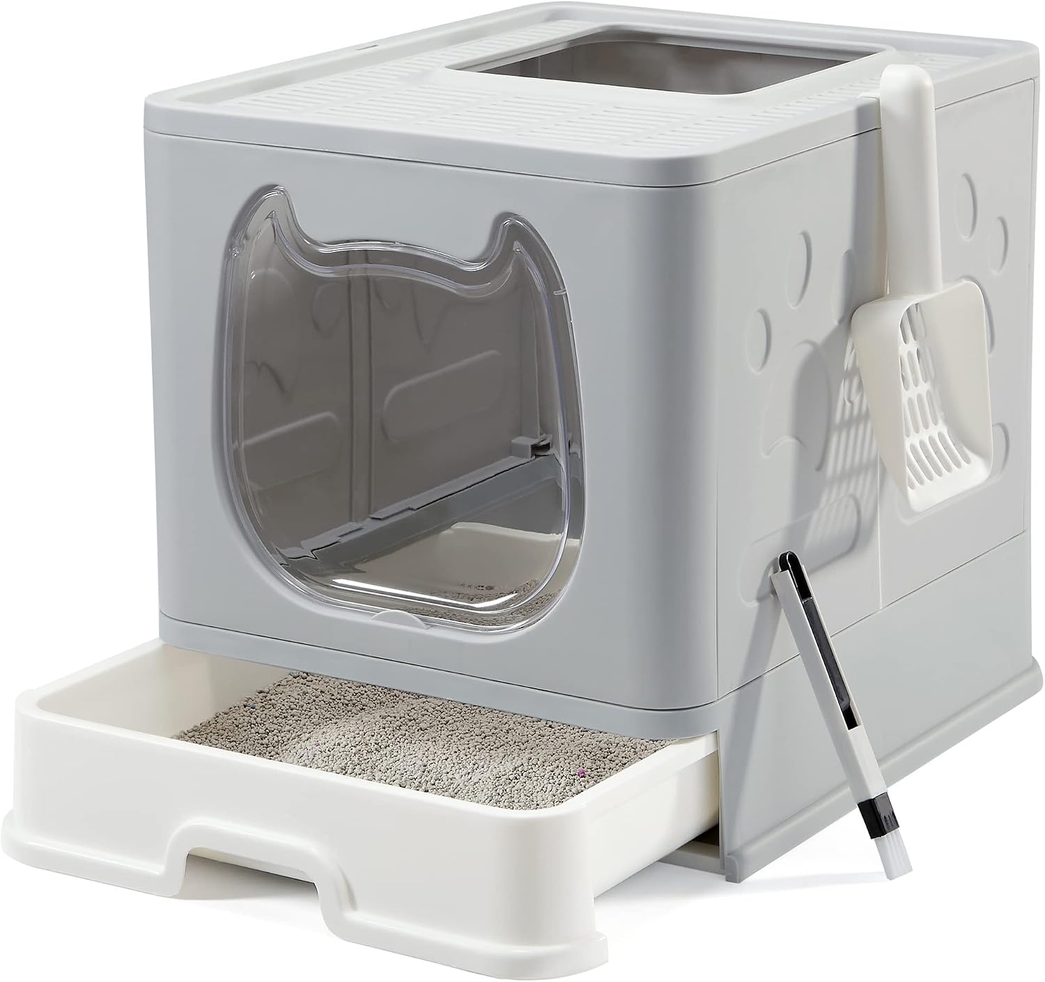 Vealind Cat Litter Box with Lid for Small and Medium Cats, Top Entry Kitten Litter Potty for Growing Cats, Drawer Type with Front Door…