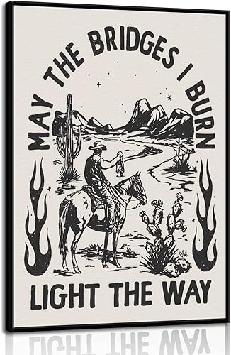 ZLYARTMP Arte de pared del oeste, pinturas en lienzo vintage de caballos de vaquero, tema del desierto del rancho, impresiones artísticas de luz del