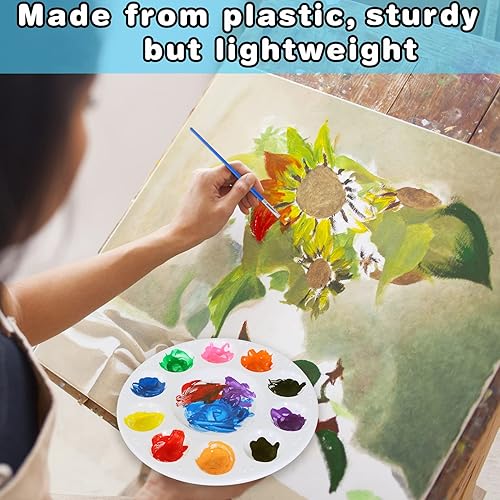 Miniatura 6 de 22 paletas de bandejas de pintura, paleta de pintura de plástico, paleta redonda de plástico con 10 pozos, paleta de pintura lavable para niños,